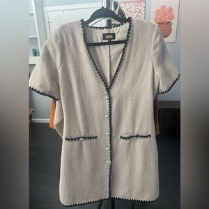 Cream Tweed Dress with Black Accents